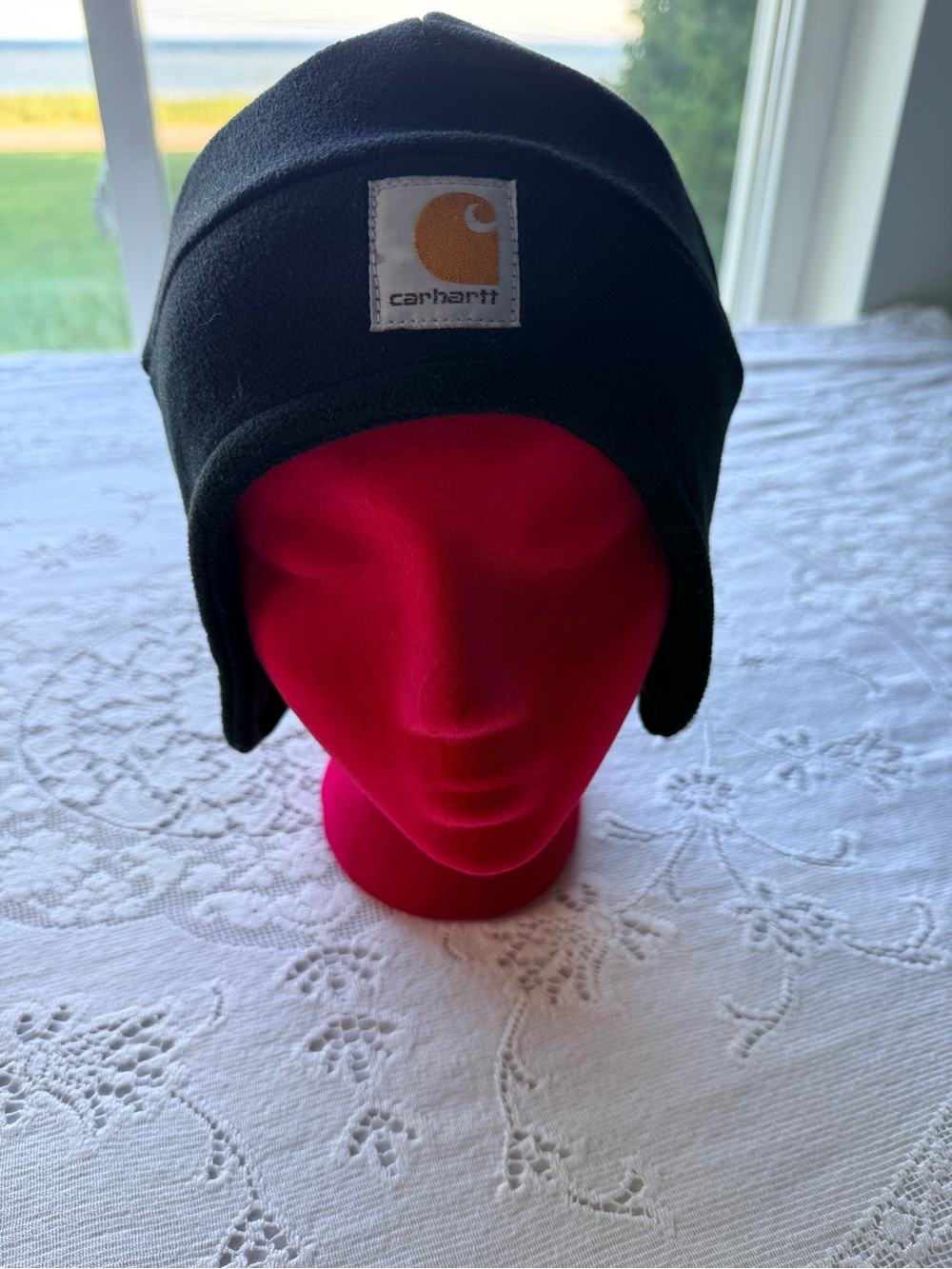 Carhartt Fleece Earflap Beanie Hat with Integrated Face Mask Shield Black OSFA